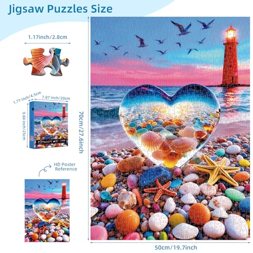 Love Pebbles Beach Puzzles for Adults 1000 Pieces - color: Heart of the Sea