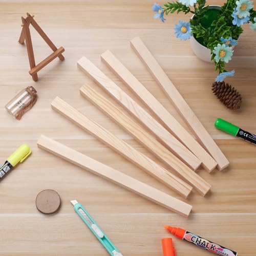 Square Wooden Dowel Rods, 6 PCS 3/4" x 12" Square Wood Dowel Rods Wooden Sticks for Crafts, Unfinished Hardwood Sticks Wood Strips for Woodworking, Crafting, Arts and DIYers, Home Decor, Model Making - size: 3/4"×12"-6PCS