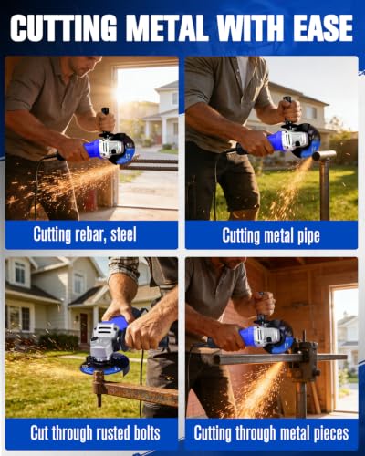 AVID POWER Angle Grinder, 7.5-Amp 4-1/2 inch Electric Grinder Power Tools with Grinding Wheels, Cutting Wheels, Flap Disc and Auxiliary Handle for Cutting, Grinding, Polishing and Rust Removal - Blue - color: Blue