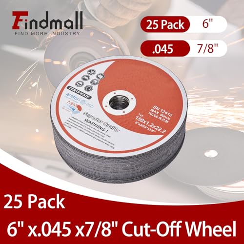 25 Pack 6"x.045"x7/8" Cut-Off Wheel - Metal & Stainless Steel Cutting Discs - size: 25pcs 6"*0.045"*7/8"