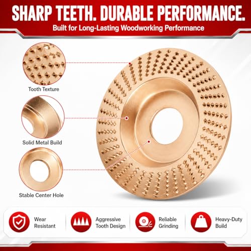 Tungsten Carbide Wood Cutting Wheel Carving Disc Shaping Attachments Set for Shaping Sanding Grinding Blades Heavy Duty Angle Grinder Polishing Pad for 4" & 4-1/2" Woodworking (Mix Type*3) - color: Mix Type*3