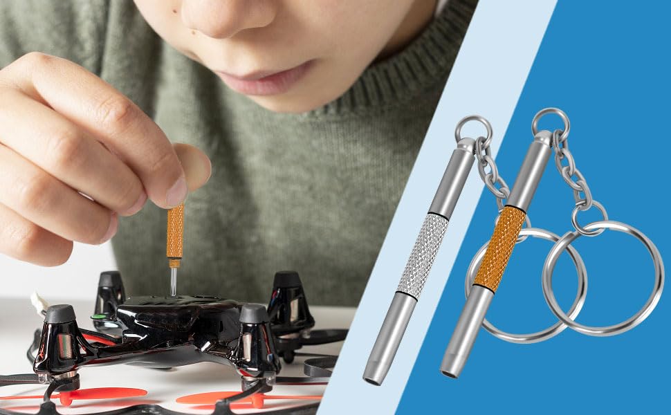 UNEAK - Eyeglass Screwdriver Repair Kit Silver & Yellow Precision 3 in 1 Mini Screwdrivers Set Keychain Glasses, Sunglasses, Sunglass, Watch, Electronics, Eyeglasses, Flat Head, Phillips, Hex - color: Silver Yellow