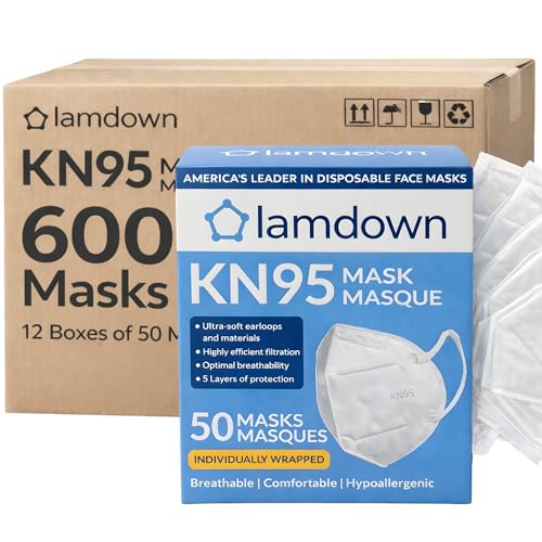 (600-Pack) KN95 Face Masks, Individually Wrapped, Premium Disposable Dust Mask, White - color: 600 Masks (White)