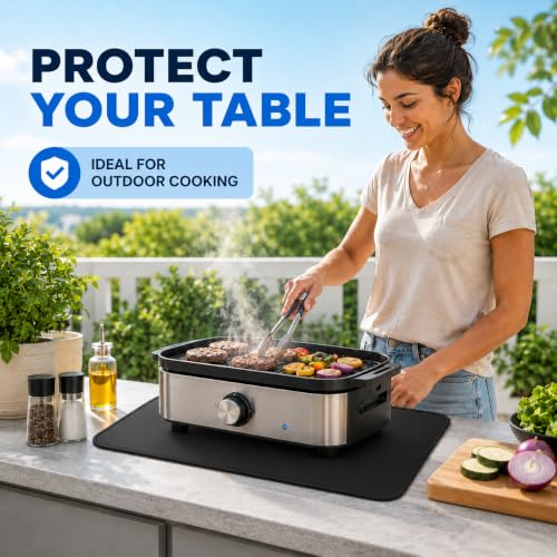 Heat Resistant Grill Mat for Countertop, 16 x 24 inch Waterproof BBQ Mat for Table and Countertop Protection, Fits Blackstone, Ninja, Gas Grills - size: 16*24inch