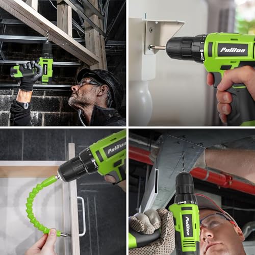 PULITUO Drill Set, 149-Piece Home Tool Set with Green 12V Cordless Drill, Tool Box, Hand Tool Kits for Women & Men and DIY Enthusiasts, for Home Improvement - style: 12V Set（Green）