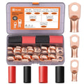 40 pcs Battery Cable Ends Kit Copper Lugs AWG 1/0 AWG 4 AWG 2