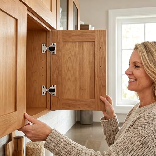 8 Pack Cabinet Hinges Compatible with Blum 30.310-11.02, 110 Degree Screw On Compact 33, Self Quick Closing Door Hinges Include Screwdriver and 16 Wood Screws, No Mounting Plate