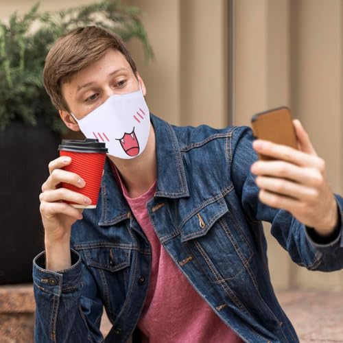 Cute Cat Face Mask, Kawaii Cotton Mouth Masks Reusable Washable Face Mask Anti-Dust Anime Masks for Women Men - color: White 5pcs