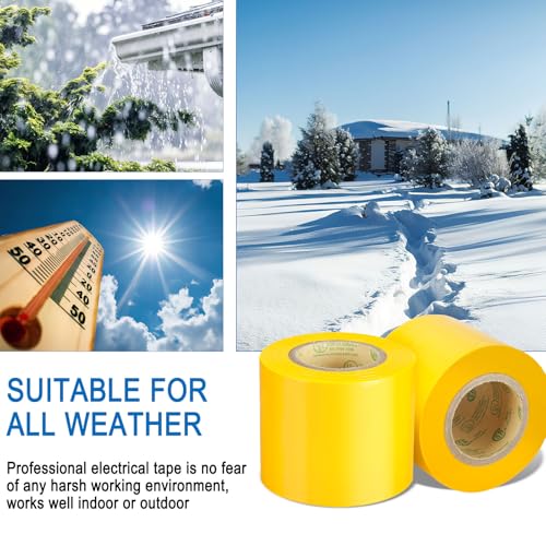 Electrical Tape Yellow, 2 in X 33FT, UL Approved Industrial Grade Waterproof High Temperature Electrical Tape, Multipurpose Insulating Wire Wrapping (2 Packs) - color: Yellow