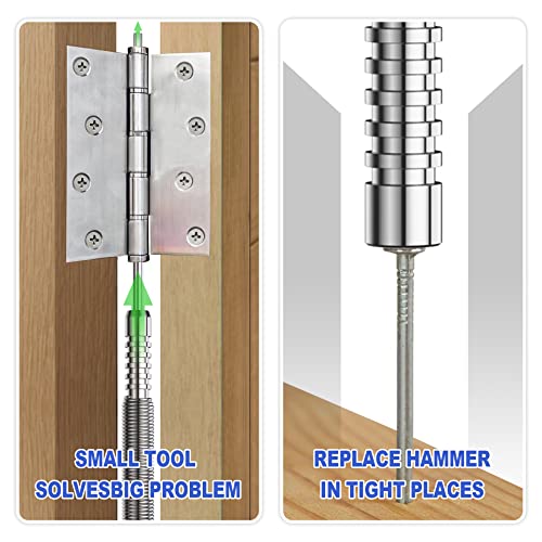 Glieskir 2-Piece Spring Nail Set and Hinge Pin Punch, 1/16 and 3/32 Inch | Spring-loaded, hammerless nail setters with 1/16 and 3/32 inch tips for setting nails and removing door hinge pins