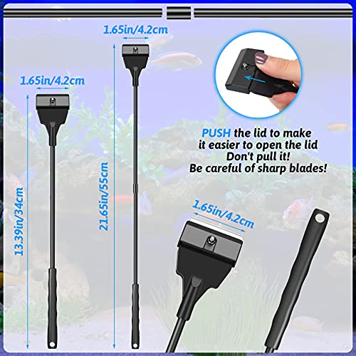 Honoson Aquarium Scraper 21.65 Aquariums Fish Tank Scraper Cleaner Kit with 5 Stainless Steel Blades Long Handheld for Fish Reef Plant Glass Tank