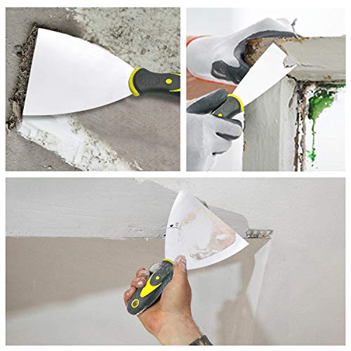 Putty Knife Set, 4 PCS (2,3,4,6 inch) Spackle Putty Knives, Metal Scrapers, Putty Scrapers for Drywall, Putty, Decals, Wallpaper, Baking, Patching and Painting