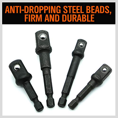 8-Piece Impact Sockets Adapter Sets, Hex Shank 1/4" 3/8" 1/2" - color: 8 Pcs Impact Sockets Adapters