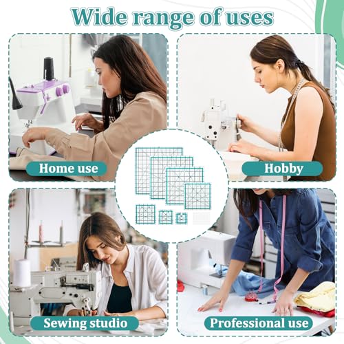 7 Pieces Quilting Rulers Templates, 2.5",3.5", 5",6.5", 8", 10",12.5" Square Sewing Ruler Fabric Cutting Rulers Acrylic Quilters Ruler with Non-Slip Pads for Quilting and Sewing