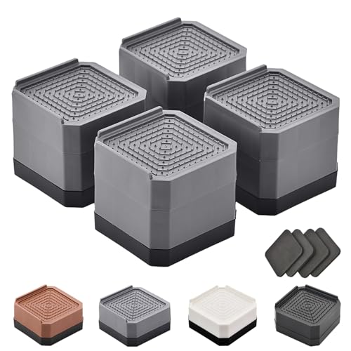 EclatBain Adjustable Bed Risers 3&4.3 Inch, 4000 lbs, 4 Pack Gray - color: Square-4 Pack-grey, size: 2 Layer(3inch)