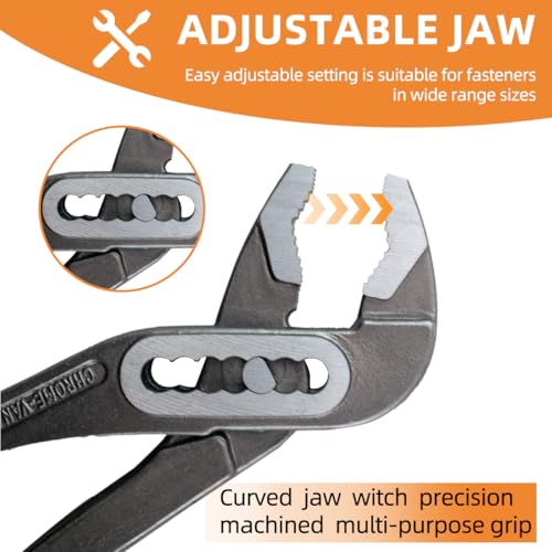 6-Piece Large Pilers and Wrench Set,8" & 10" Groove Joint Pliers,8" & 12" Adjustable Wrench with 8 Inch Long Nose and Lineman's Pliers for Home Use and DIY Project - style: 6 Pack 8" & 10" & 12"