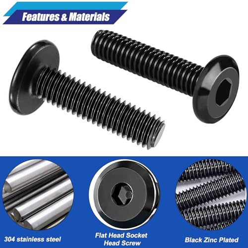 Taiss 80PCS Flat Head Hex Socket Cap Screws Bolts 7 Sizes 1/4-20x3/4 1" 1-1/4" 1-1/2" 2",5/16-18x1 1-1/2" 304 Stainless Steel Furniture Bolts,Full Thread Furniture Screws with Hex Wrench - size: 80PCS 1/4-20''+5/16-18'' Assortment Kit
