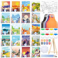 Sherr 140 Pcs 20 Set Pre Drawn Canvas Painting Kit, Sceneries - style: Sceneries