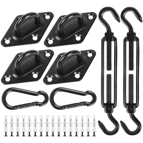 YOFIT Shade Sail Hardware Kit 6 Inch Stainless Steel Turnbuckles for Sun Shade Sail Outdoor Patio Canopy Installation Accessories for Triangle Rectangle Shade, 40 Pcs, Black - size: 6 inch 40 pcs-Black