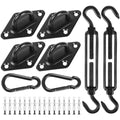 YOFIT Shade Sail Hardware Kit 6 Inch Stainless Steel Turnbuckles for Sun Shade Sail Outdoor Patio Canopy Installation Accessories for Triangle Rectangle Shade, 40 Pcs, Black - size: 6 inch 40 pcs-Black