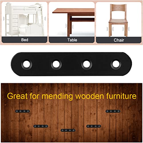 20Pcs Black Straight Brackets Heavy Duty Stainless Steel 4 Inch Straight Brace Flat Mending Plates, Repair Fixing Joining Brackets for Wood Furniture with Screws, CAM-S10020B-20