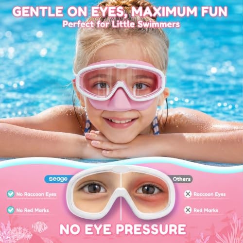 Seago Kids Swim Goggles with Nose Cover 2 Pack for 3-14 Anti-Fog Clear View - color: Pink & Purple