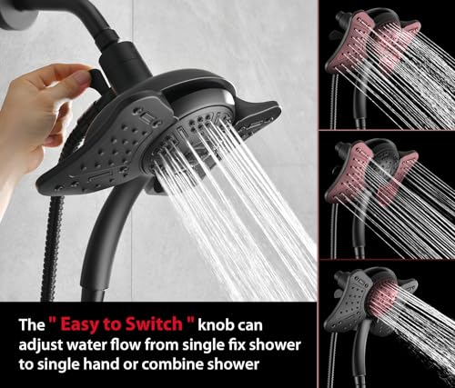 GRICH Shower Head with Handheld Spray - Dual High Pressure Showerhead - color: Black, size: 2.5 GPM
