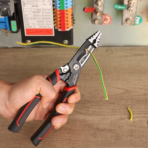 HAUTMEC 7-in-1 Wire Stripper Cutters Tool, 8" Wire Strippers, Electrical, Wire Cable Stripper and Crimping Tool, Multifunctional Pliers - color: 8" Wire Stripper