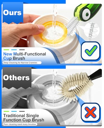 3 in 1 Cup Lid Cleaning Brush 3 PCS - Home Kitchen Multifunctional Cleaning Brush Set, Gap Cleaner Brushs and Portable Travel Bottle Lid Cleaner Tools (Multicolor)