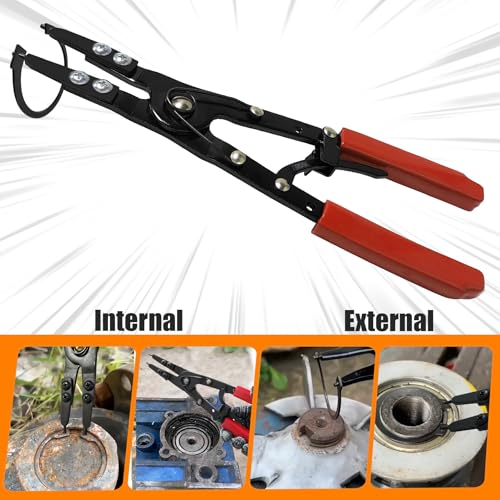 38700 Spindle Snap Ring Pliers External, 10" Large Snap Ring Pliers Heavy Duty Circlip Pliers Car Repair Tools Kit for for Ford SD Uninstall Remove Tools with Ratchet Locking 2026 Upgraded (Red) - color: Red