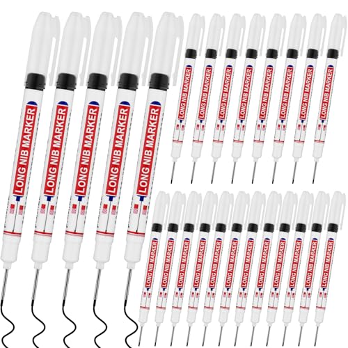 20 PCS Long Head Deep Hole Marker Pens,20mm Long Nib Marker,Longs Nose Markers,Waterproof Construction Markers Marking Tool,Permanent Markers Carpenter Ink marker Pens,Metal marking Pens,Black - color: 20PCS-20MM Black