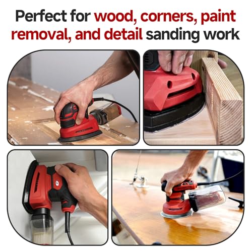 30 PCS Sander Replacement Pad Compatible with Skil, Detail Sander Sandpaper 60/80/120/240 Grits Mixed, Sanders Sandpaper with Hook and Loop Back, for Mouse Detail Sanders, 11-Hole Design