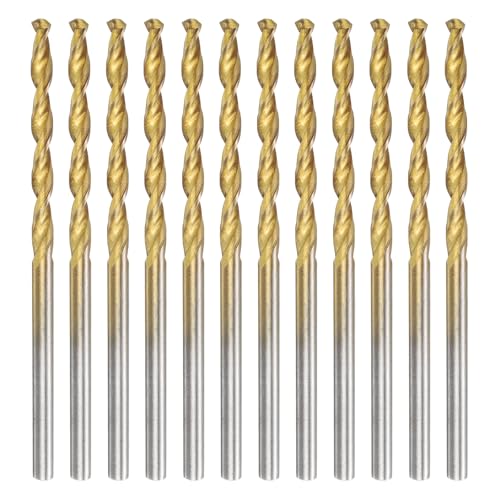 uxcell 12pcs Titanium Twist Drill Bit 7/64" Drilling Dia High Speed Steel Drills for Hardened Metal, Stainless Steel, Cast Iron, Wood, Plastic - size: 7/64 inch