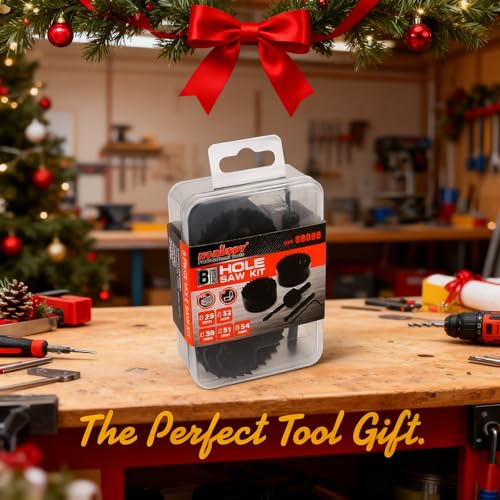 HORUSDY 8PCS Hole Saw Kit, 1"–2-1/8" (25–54mm), with 2 Pcs Drill Bits, Mandrel & Hex Key, Smooth Cut, DIY-Friendly Set for Soft Wood, Plywood, PVC - style: 8-Piece Starter Kit (Up to 2-1/8")