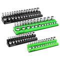 SWANLAKE 4-Piece Magnetic Socket Organizer Set, Metric & SAE Socket Holder Set Includes 1/4", 3/8" Drive Sockets Trays, Magnetic Sockets Organizer for Tool Box Drawer - style: 4PCS Green/Black