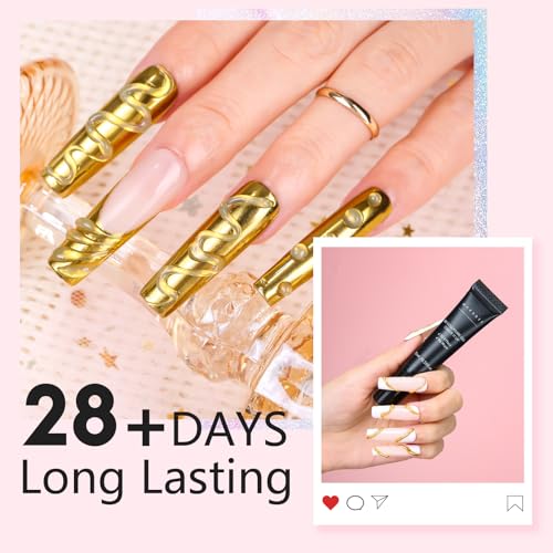 Makartt 15g 3D Nail Gel & Gold Chrome Nail Powder Kit for Sculting and Drawing - color: A04-Clear 3D Nail Gel & Gold Chrome Nail Powder