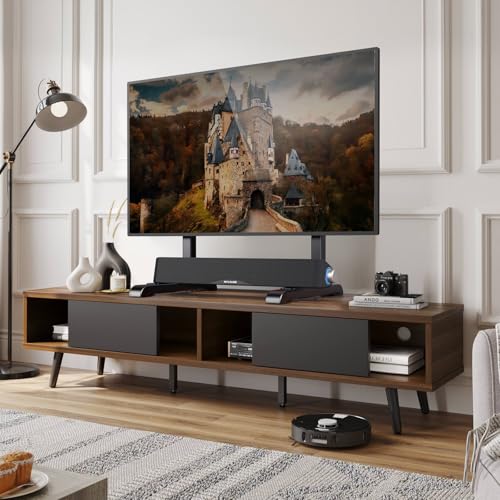 AX WABER Universal TV Stand, Table Top TV Stand Base Wobble Replacement for Most 24 to 80 Inch LCD LED TVs, 7 Height Adjustable TV Legs Hold up to 150lbs, Max VESA 800x500mm, Black AX10TB02