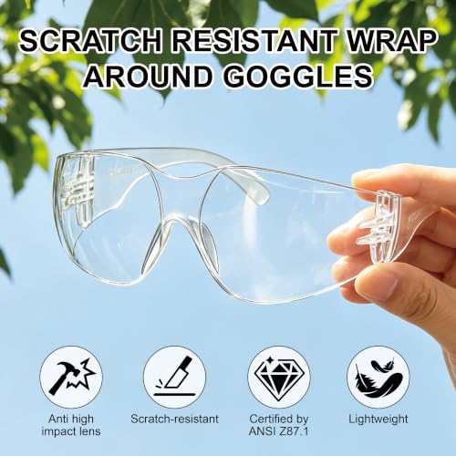 30 Pack Clear Safety Glasses, Impact Resistant Protective Eyewear Bulk for Men Women Work Construction Lab