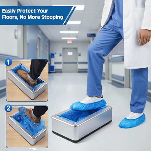 Shoe Covers Dispenser with 200pcs Shoe Cover Disposable Non Slip, User-Friendly and Reliable Shoe Cover Machine, Automatic Shoe Cover Dispenser for Home, Office, Factory Use