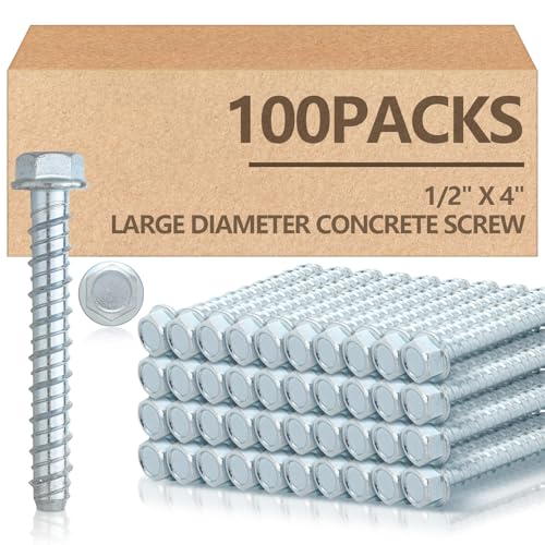 Tandefio 100 Pack 1/2 x 4 Concrete Anchors and Screw Kits Galvanized - size: 1/2" X 4"