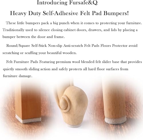 Fursafe&Q Felt Furniture Pads for Hardwood Floors - Self Adhesive Chair Felt Pad, Furniture Feet Floor Protectors, Protect from Nicks, Dents and Scratches, Cabinet Door Bumper128 Pcs Chair Feet - size: 128 Pcs Beige Felt Pads