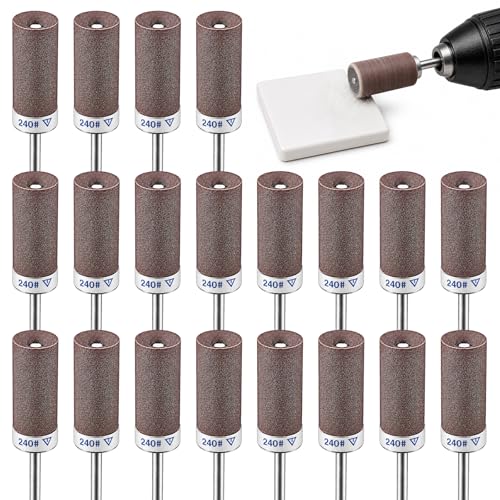 20Pcs Sanding Drums for Dremel Rotary Tool with 1/8" Shank, Sanding Sticks for Plastic Wood Metal Grinding Polishing, 240 Grits - color: 20Pcs-240 Grits