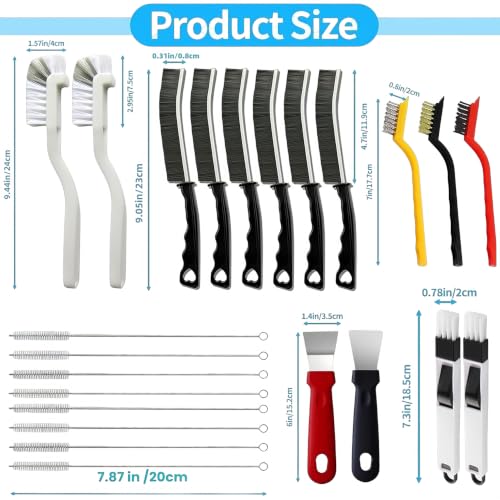 23Pcs Crevice Cleaning Brush Set, Hard Bristle Scrub Brushes Tools for Gaps