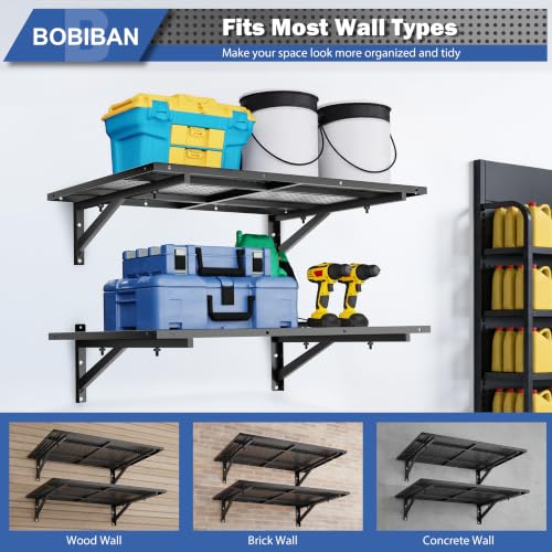 2 Pack Garage Wall Shelving Heavy Duty 2x3ft, Black - color: Black, size: 2X3ft-2pack