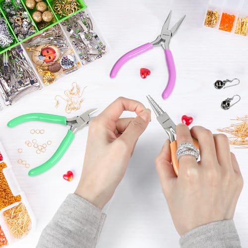 WORKPRO Jewelry Pliers Set, 3-Piece Mini Jewelry Tool Kit - color: Light Purple, Light Green, Orange