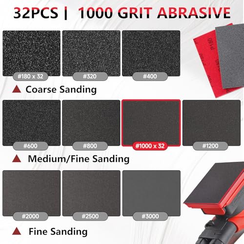 32 PCS 1000 Grit Sanding Sponge, Soft and Flexible Sandpaper Block - style: 32Pcs 1000Grit