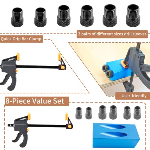 Bonsicoky 8 Pcs Pocket Hole Jig Kit, 15 Degree Woodworking Inclined - size: 8 Pcs Set
