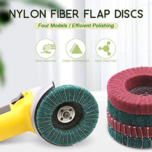Keadic 8PCS 4 Inch Red & Green Nylon Fiber Flap Discs Set, 120 180 240 320 Grit Assorted Sanding Grinding Buffing Wheels for Angle Grinder