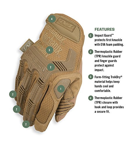 Mechanix Wear M-Pact Tactical Work Gloves Brown, Medium - color: Brown, size: Medium