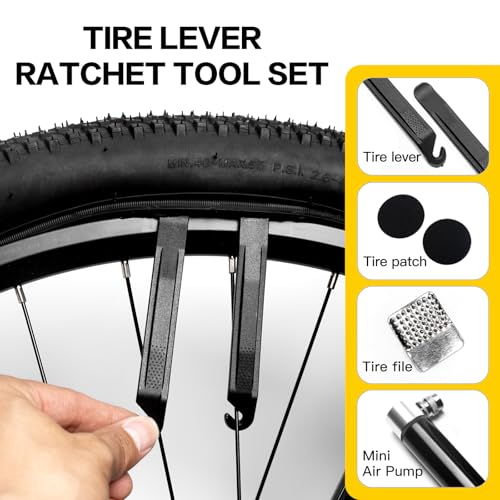Bike Repair Kit Portable Bike Multitool,Portable Bicycle Tools with Tire Patch/Tire Lever/Ratchet Wrench/Screwdriver Bits/MiniBike Tool Bag (Tool Kit No Pump) - size: Tool Kit No Pump